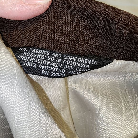 Men's Stephen Geoffrey 100% Worsted Wool Brown Striped Blazer Tux Jacket 44XL - Picture 8 of 8